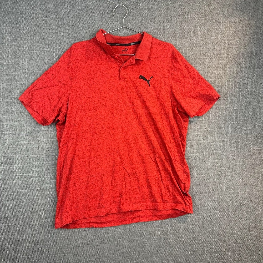 Puma Red Heather Tech Short Sleeve‎ Polo Shirt Mens Size XL Casual